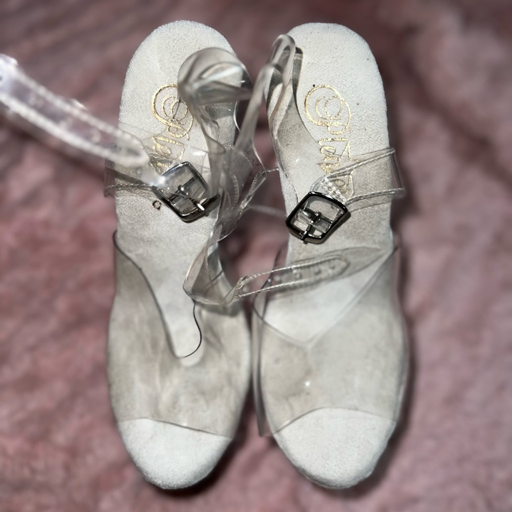 7” clear stripper heels, never worn size 7